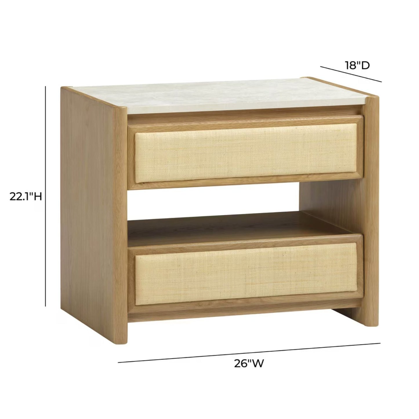 Sage Natural Oak 2-Drawer Nightstand