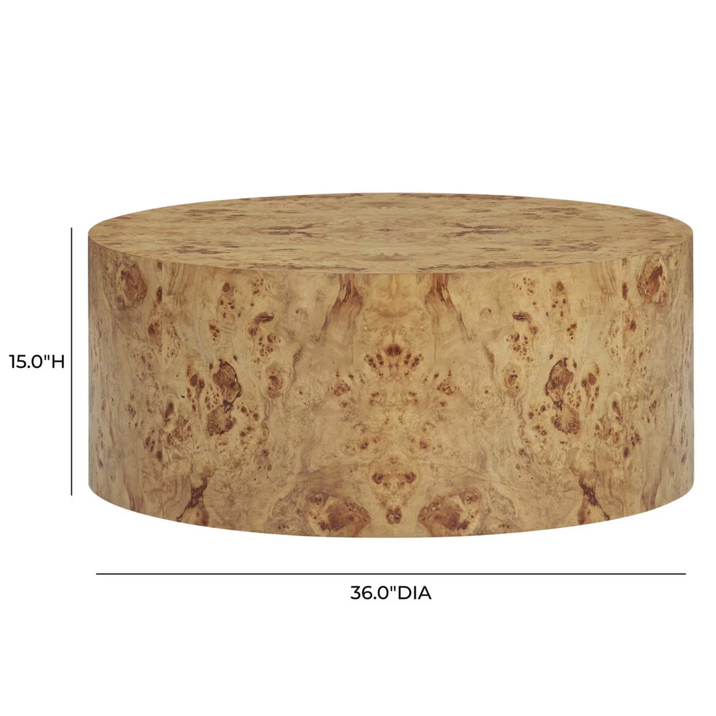 Figaro Natural Burl Drum Coffee Table