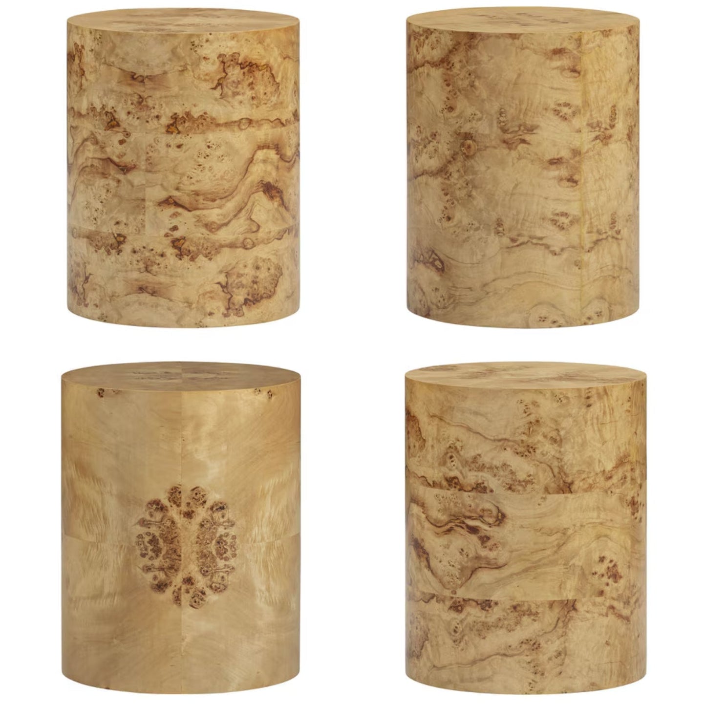 Figaro Natural Burl Drum Side Table