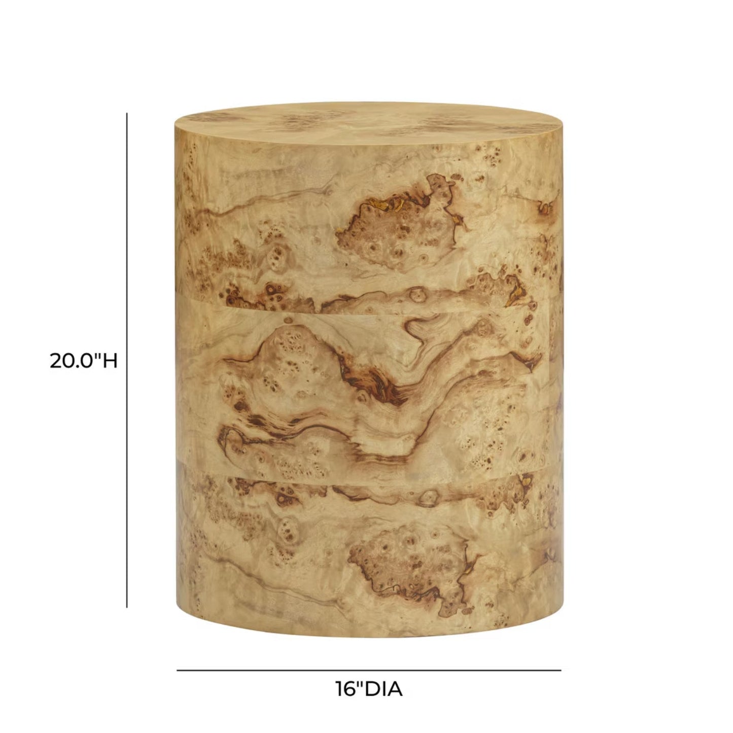 Figaro Natural Burl Drum Side Table