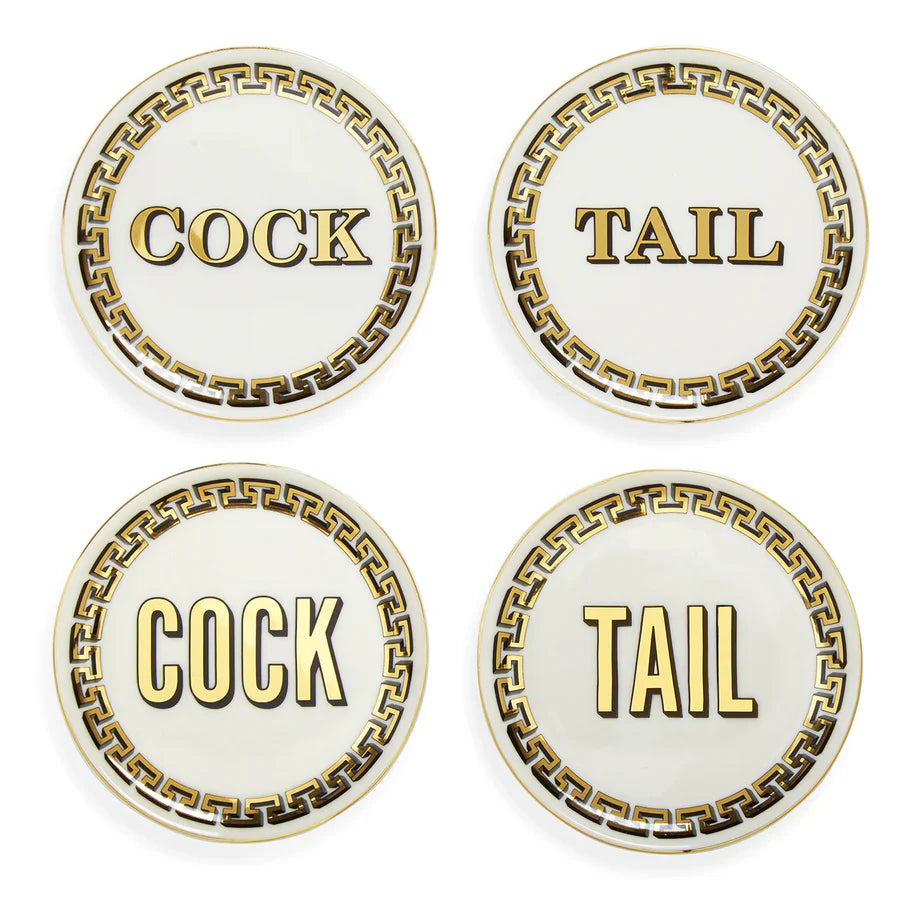 Cock/Tail Porcelain Coasters