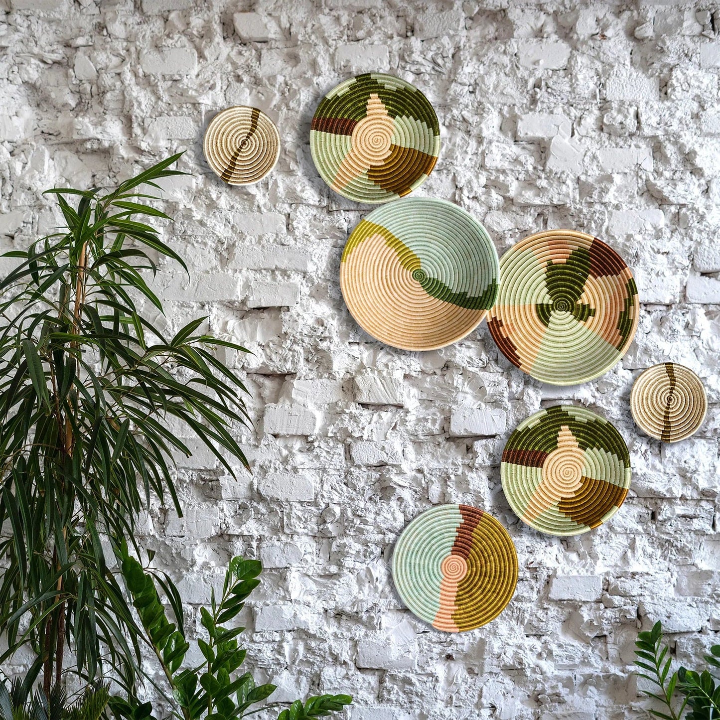 Small Striped Olive Round Basket