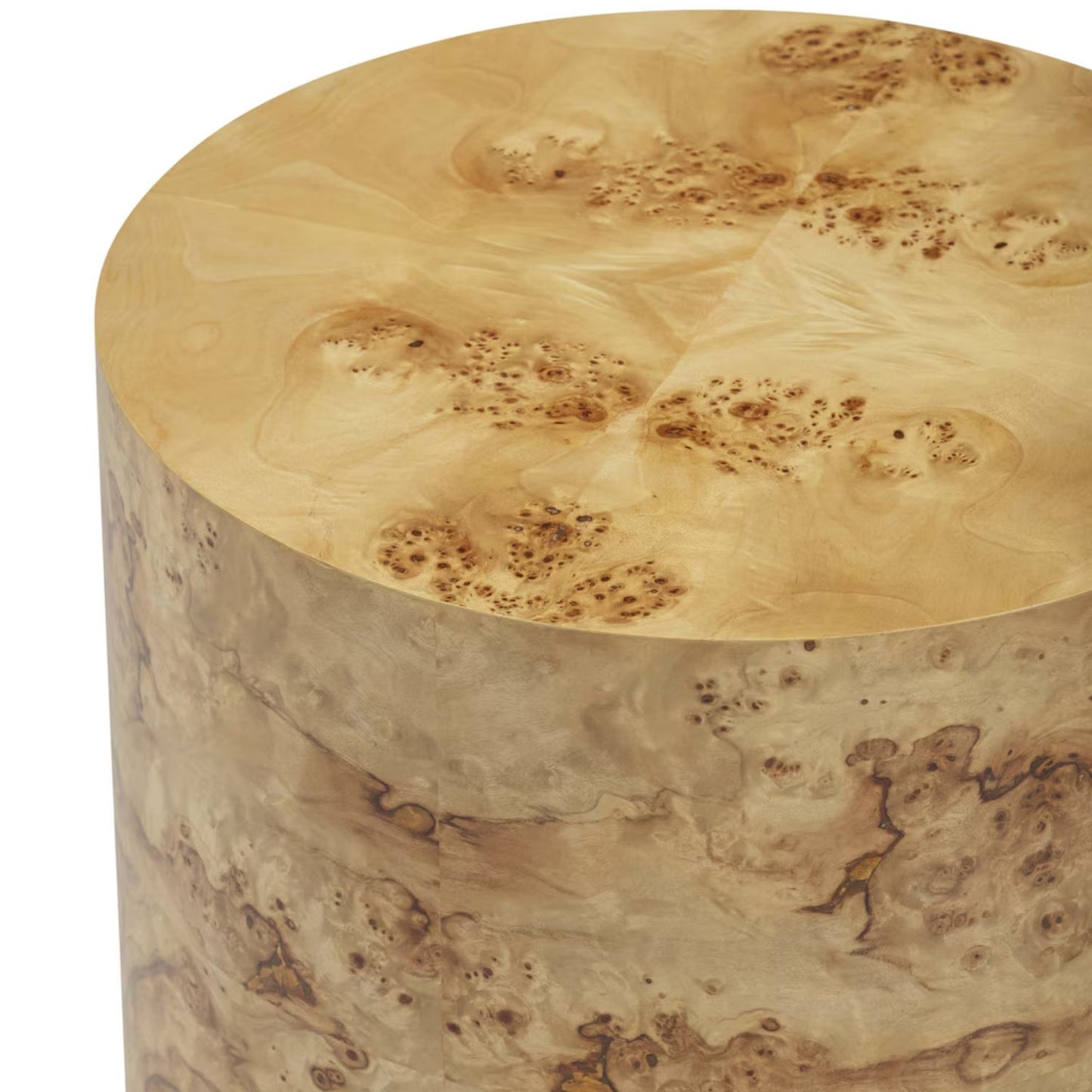 Figaro Natural Burl Drum Side Table