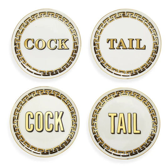 Cock/Tail Porcelain Coasters