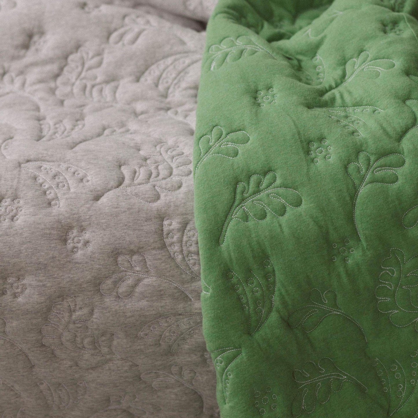 Garden Quilt in Reversible Green/Grey Organic Cotton